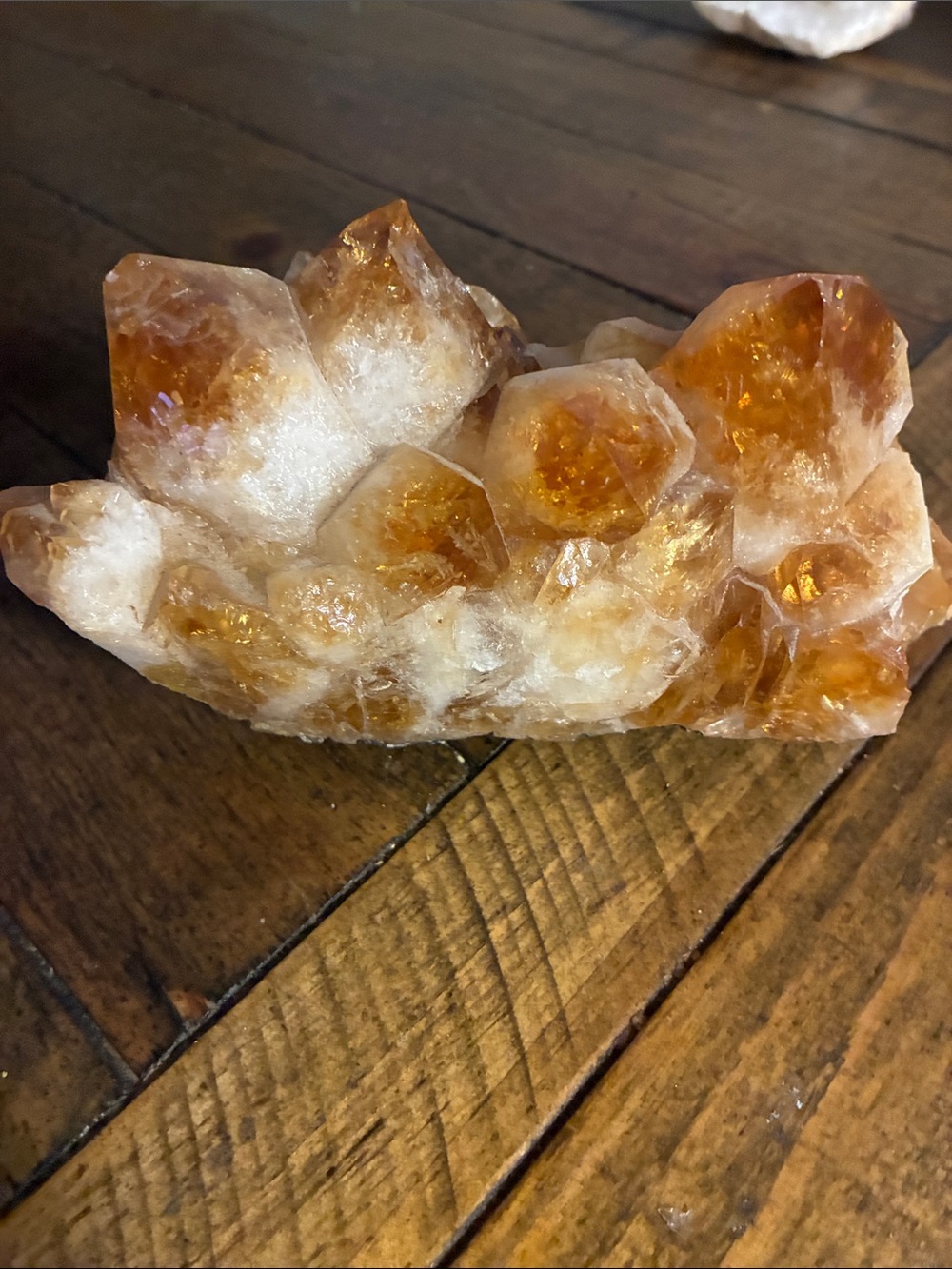 Citrine Crystal Cluster Home Accent - Amber and White